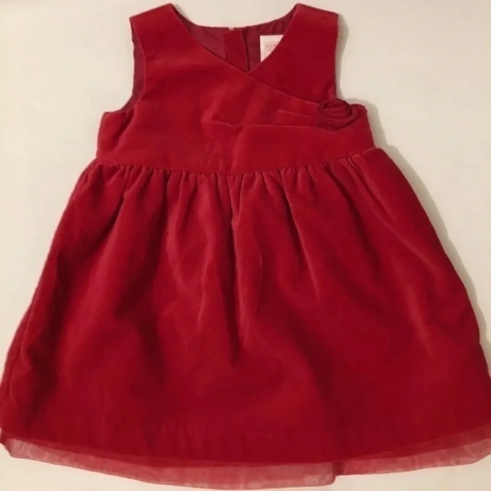 Old Navy Toddler 6-12 Months Girl Red Velvet Dress